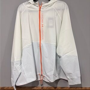 Under Armour Light Gray and White Jacket with Orange Trim